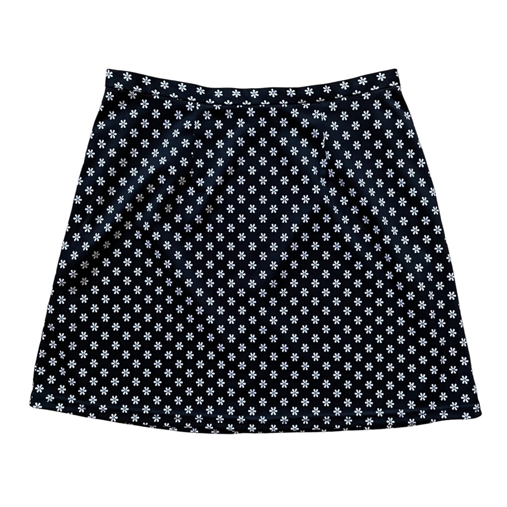 Vintage 90s Y2K Jacob Black White Floral Print High Waist Mini Skirt Medium